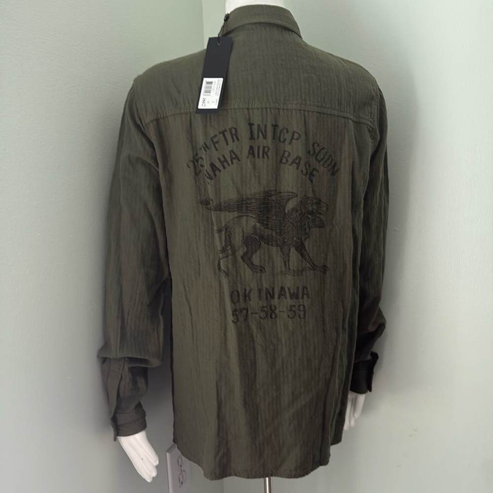 Kooples Printed Army Shirt Large NEW
